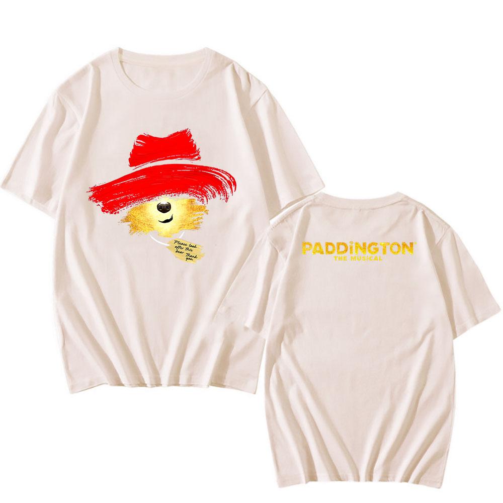 Bear PADDINGTONN THE MUSICAL:LARGE LOGO T-SHIRT Summer O-neck Men Women Tshirts Short Sleeve 100%Cotton Soft Tees Graphic Print Tops Anime T-shirt