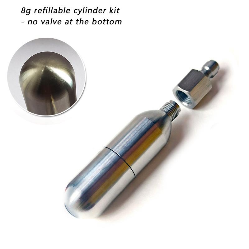 Optimized Valve Dual Seal Air Canister 8g/12g/16g Reusable Stainless Steel Gas Cartridge for Cycling Tire Repair Aquarium Oxygen