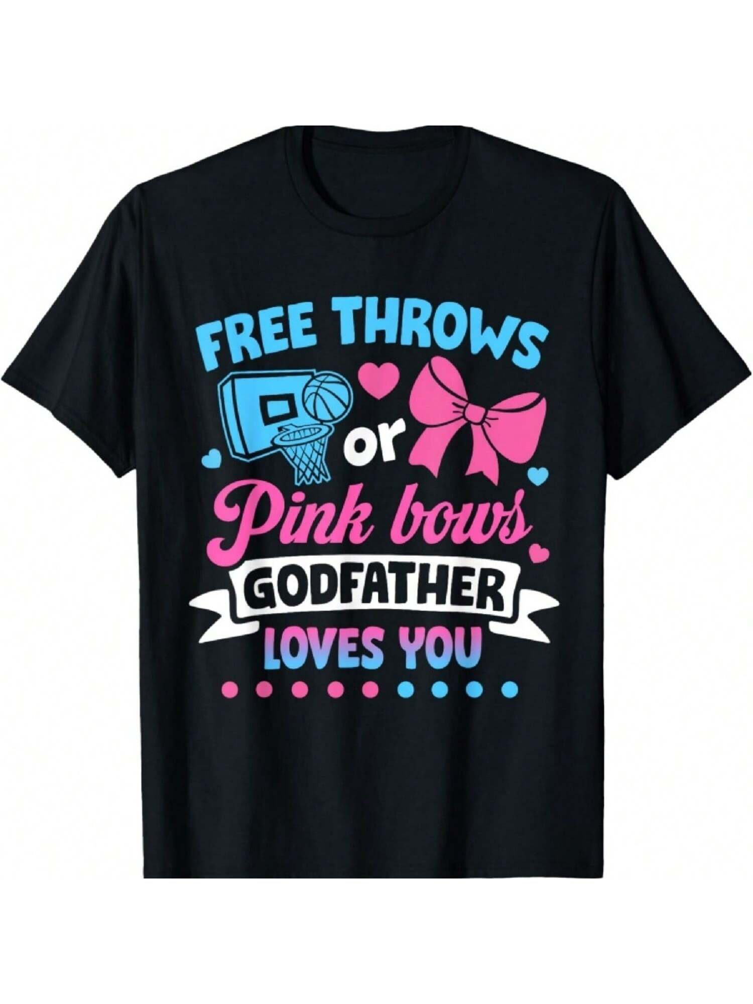 Free Throws Or Pink Bows Godfather Loves You Gender Reveal T-Shirt S разноцветный