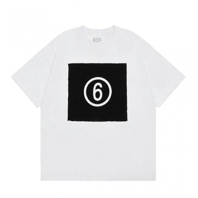 Digital Print MM6 Cotton T-Shirt Men Women Short Sleeve Casual Top 230g