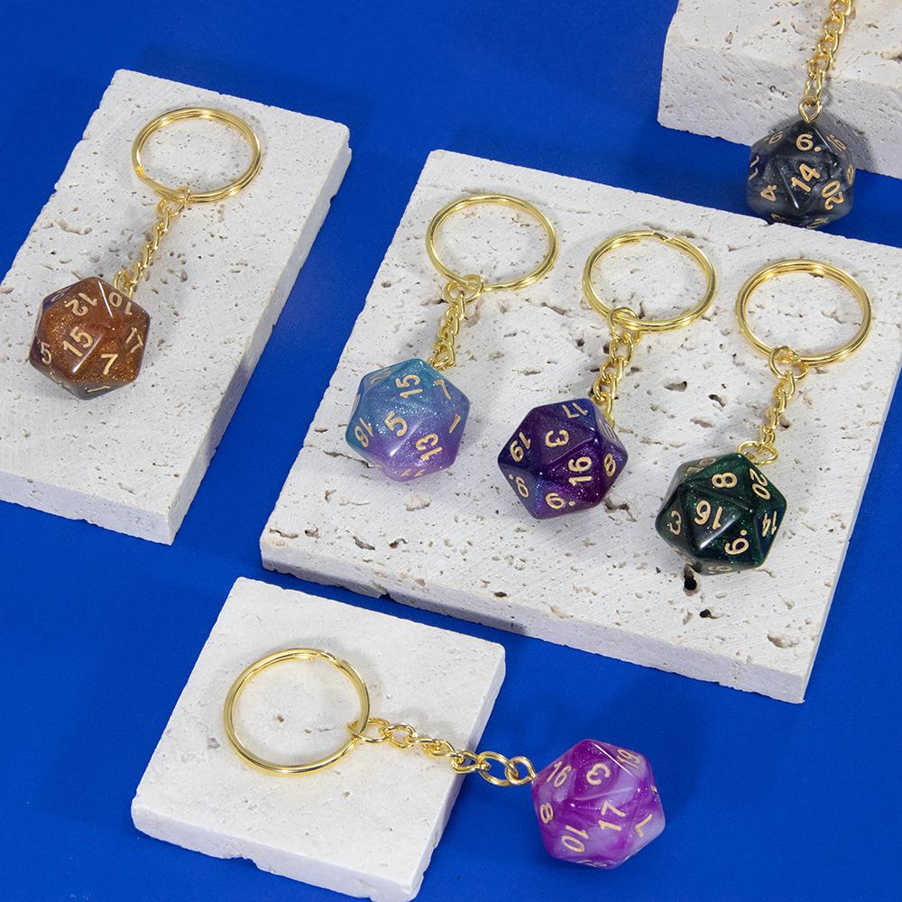 Galaxy D20 Dice Keychain Fashion Keyring Ornament Key Chain Pendant Men Kids Toys Gifts