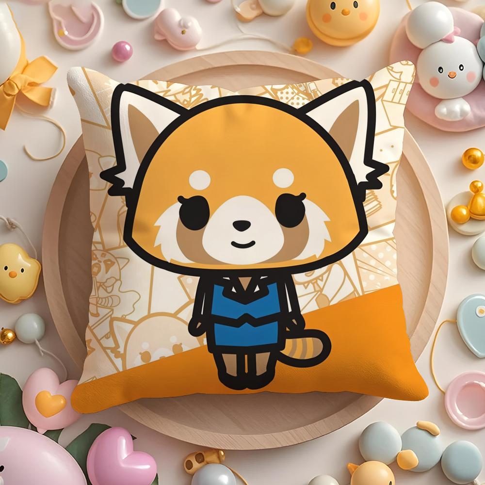 Cartoon Aggretsuko Pillow Case Plush Fabric Soft Double-Sided Printed Sofa Warm Winter Home Child Gift Cushion Cover