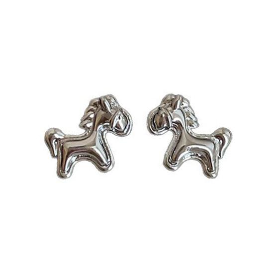 1 Pair Ear Studs Horse-Shaped Alloy Earrings Lightweight Secure Back Jewelry Gift Fastening Stud Earrings