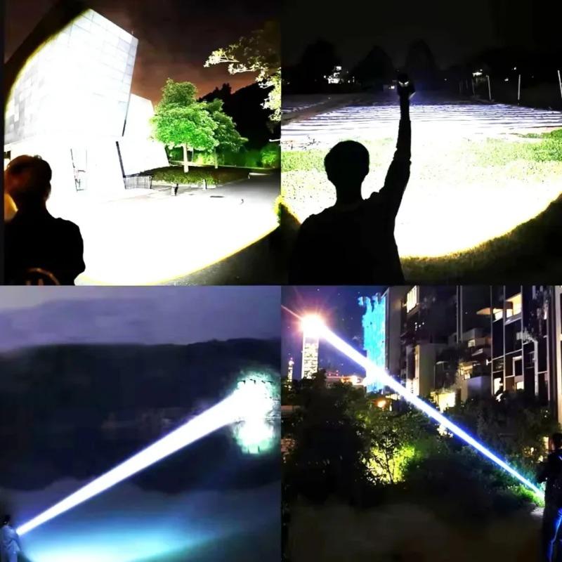 Powerful LED Flashlight Long Range Zoomable Aluminum Alloy Hand Lamp USB Rechargeable Outdoor Work Light for Outdoor Camping
