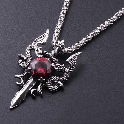 1 Μακρύ κολιέ Gothic Dragon Water Diamond Ανδρικό κολιέ με κυρίαρχο ρετρό δράκο