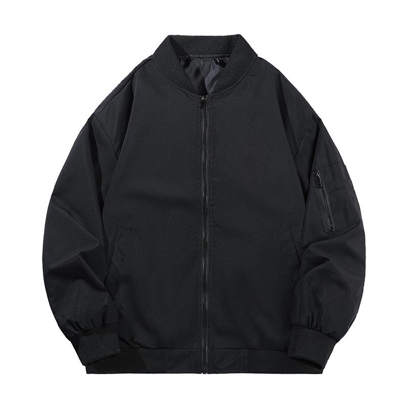 OO Baseball Collar Waterproof Jacket Men's and Women's Season Trend Loose Solid Color Casual Coat