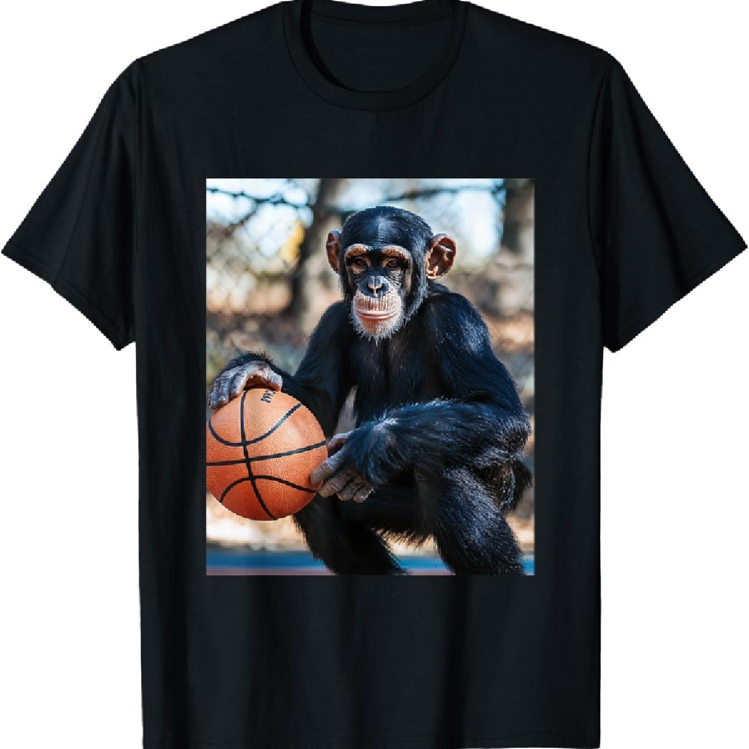 

Chimpanzee Basketball Monkey Funny Graphic T-Shirt XXXXXL чёрный