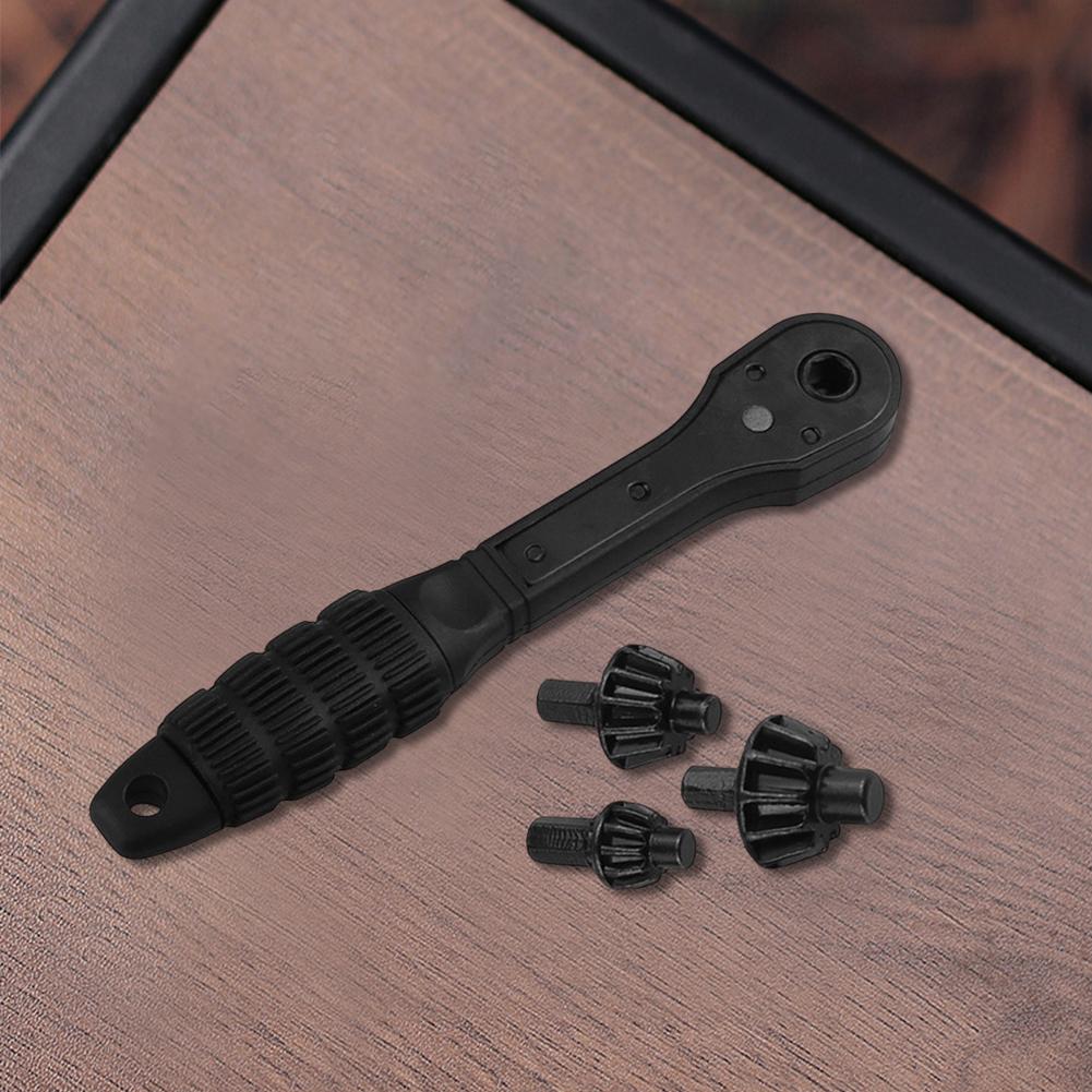 2-in-1 Drill Chuck Key Wrench Chuck Key Replacement Tool Universal Ratchet Spanner Wrench with 3 Heads Drill Chuck for Repair