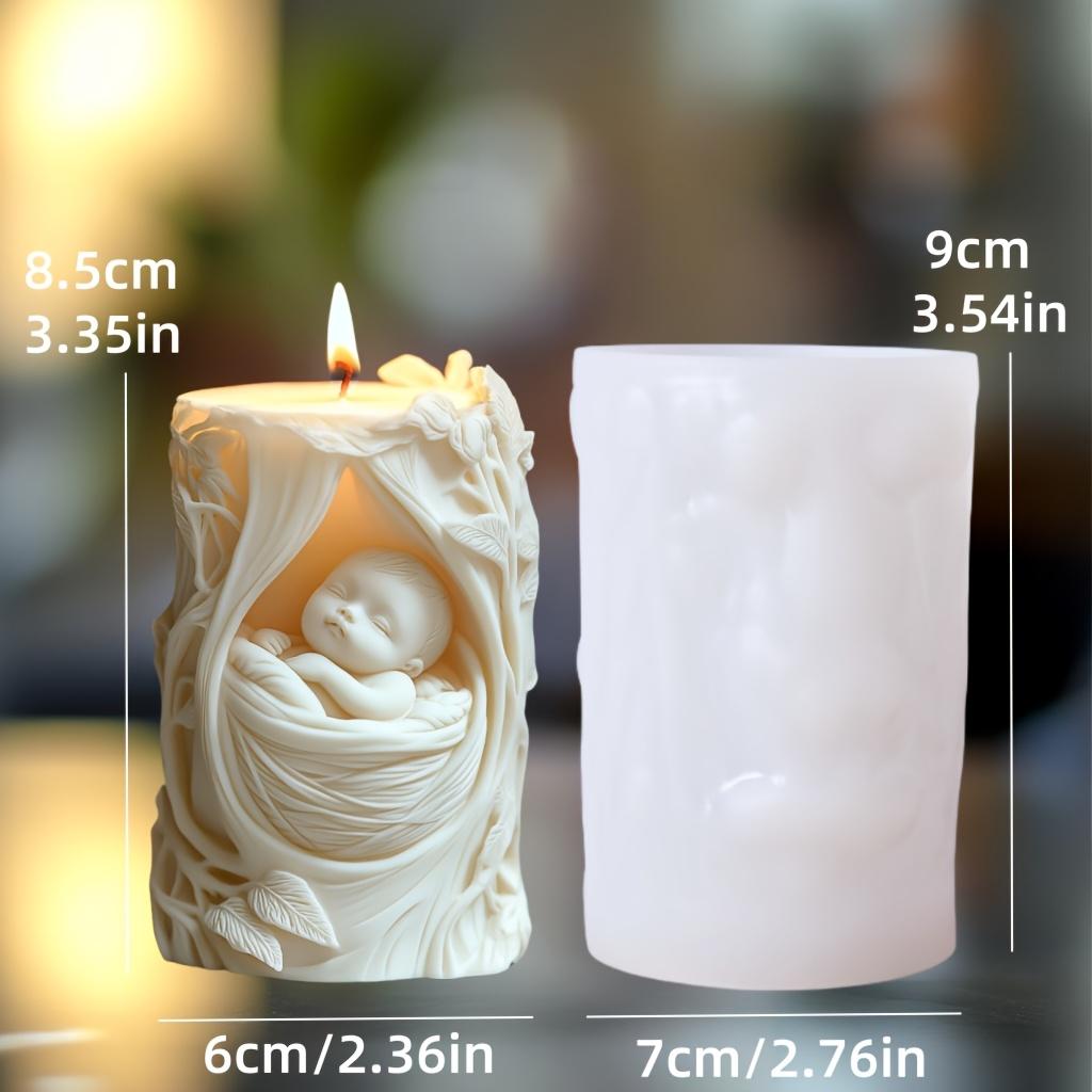 3D Uroczy Chłopiec w Kołysce Cylindrowa Świeca Forma Silikonowa Aniołek Chłopiec Dziewczynka Śpiący w Kołysce Forma na Świecę Anioł Żywica Gips Formy