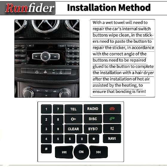 Car Interior Stickers Button Decals for Mercedes Benz A W176 B W246 C W204 E W212 SLK R172 CLS W218 GLK X204 SL R231 Steering Wheel AC Window Radio