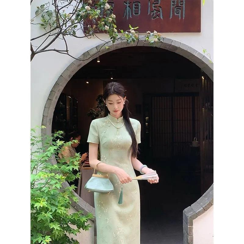 Yellow Short-sleeved Improved Ancient Cheongsam New Chinese Girl Light New Summer Temperament Dress