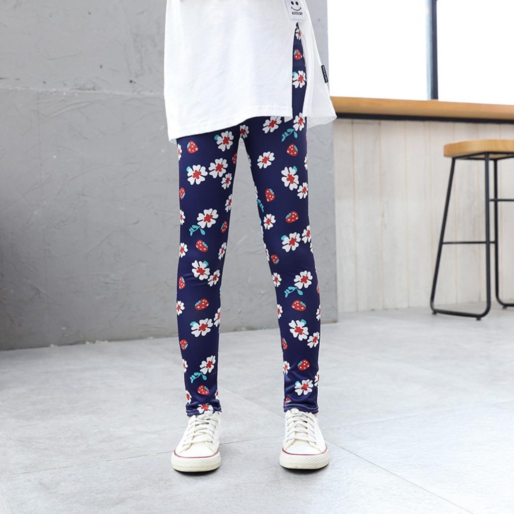 Calça legging feminina 2t-12t, primavera e outono, fina, elástica, estampada, coreana, roupas de verão