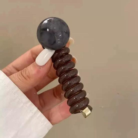2Pcs Hair Tie for Women, Spiral Design Hair Bands, Thick Elastic Hair Ropes for Ponytails Buns, No Pulling or Snagging Large Bead Hair Tie