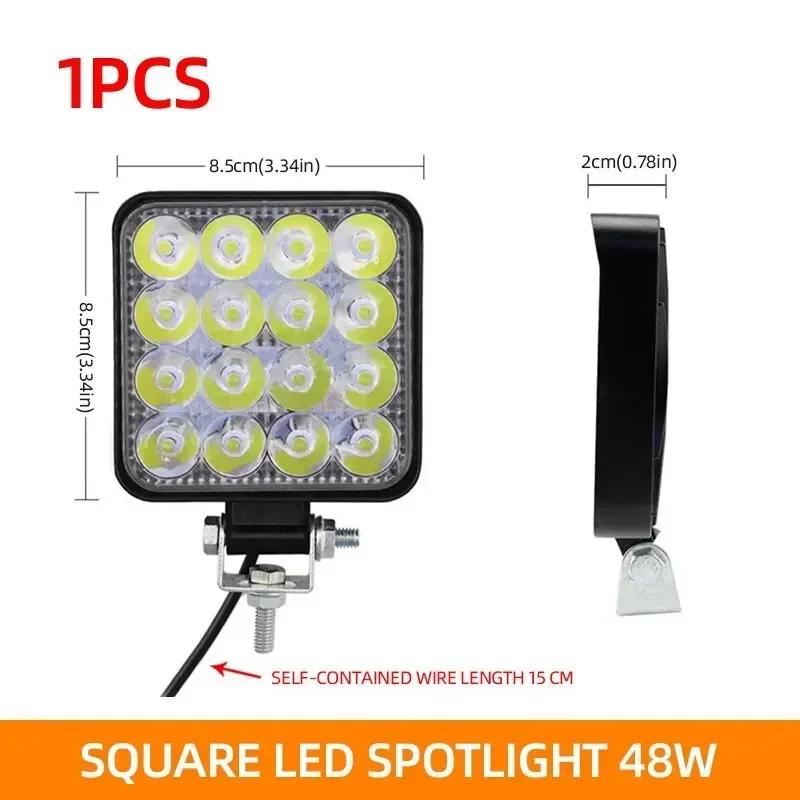 48W Car LED Worklight - MINI 16SMD Round Square 12V Fog Lamp for ATV SUV Off-Road Spotlight