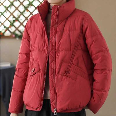 Chaqueta corta de plumón para mujer, ropa de invierno para mujer, abrigo holgado de plumón de pato blanco de gran tamaño