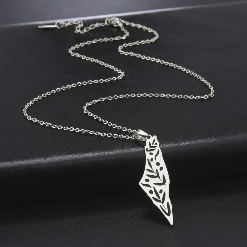 Cazador Palästina Israel Karte Anhänger Choker Kette Edelstahl Blätter Halskette für Damen Schmuck Geburtstagsgeschenk 2025 Großhandel