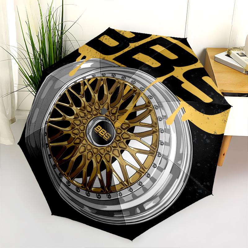 BBS Wheels: Precision Style Folding Umbrella 8 Paraphenoid Bones Suitable for All Seasons Sun Umbrella Outdoor Travel