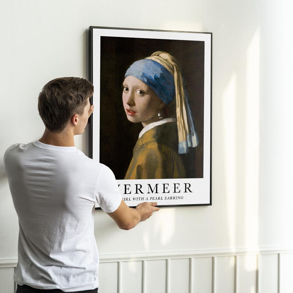 Poster In Frame Vermeer Girl with a Pearl