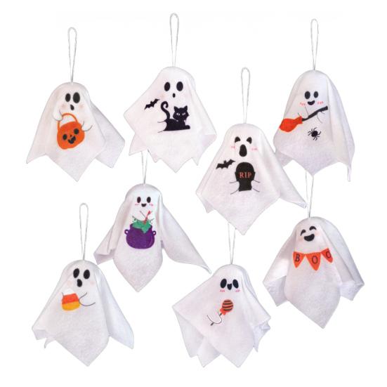 

8 шт. Подвесные фетровые украшения в виде привидений, Мягкие фетровые подвески в виде привидений, Хэллоуинские украшения для вечеринок, Двери, Окна, Для помещений 1 Set