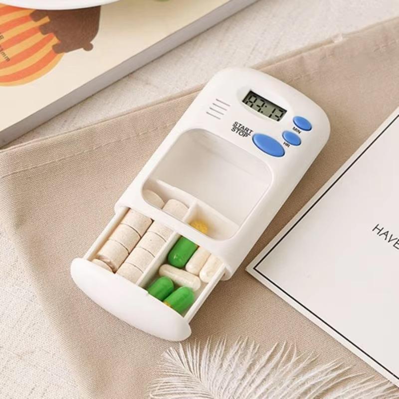 LED Display Mini Pill Reminder Box Portable Alarm Timer Medicine Organizer Waterproof 7 Compartments for Hiking Travel Use