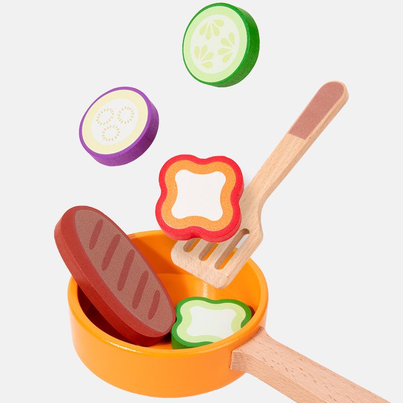 Kids' Wooden Cooking Set: Pretend Play Pots, Pans, and Utensils for Fun Simulation Cooking