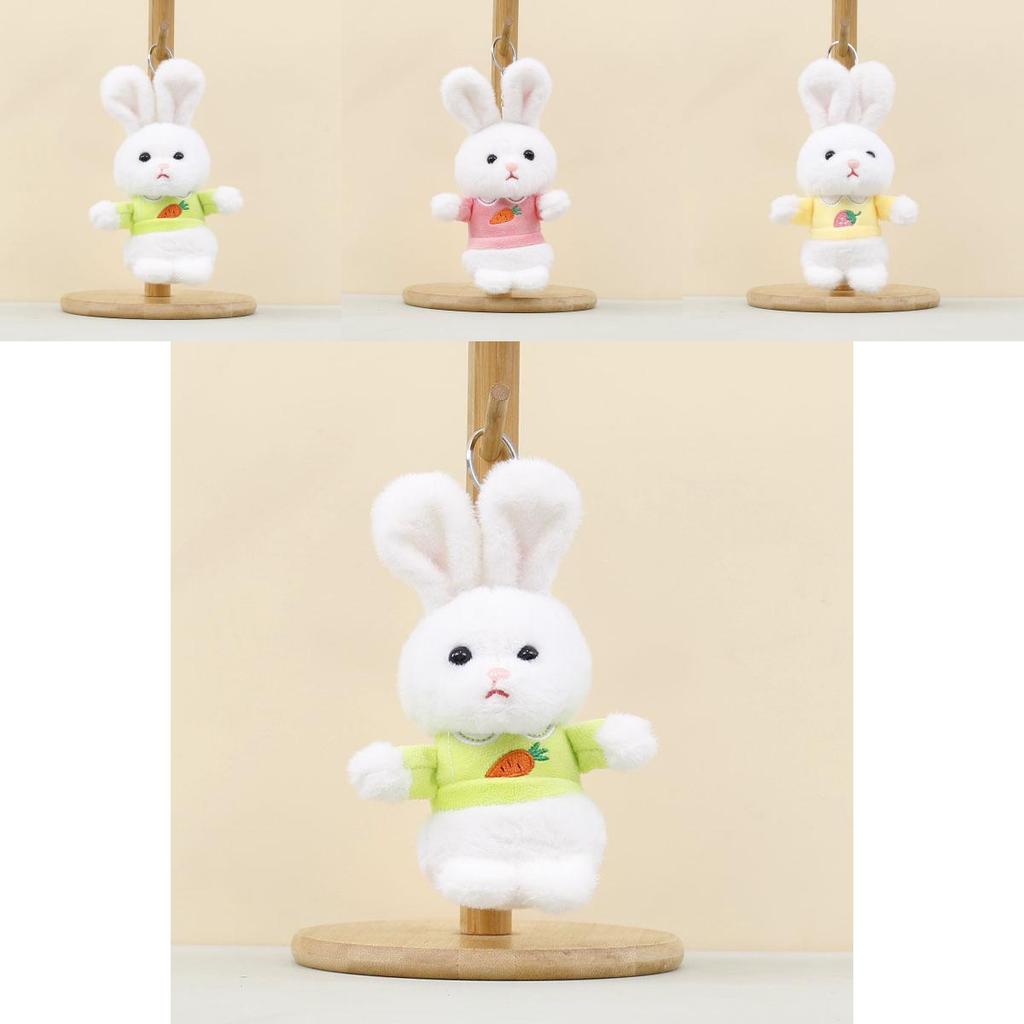 Cute Rabbit Plush Toy With Short Pile Fabric For Bag Decoration And Collection