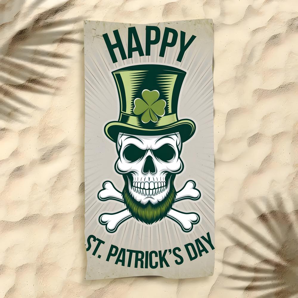 Art Patrick's Day Towel Polyester Beach Towel Quick Dry Sand Free Bath Towel for Summer Pool Travel Vacation