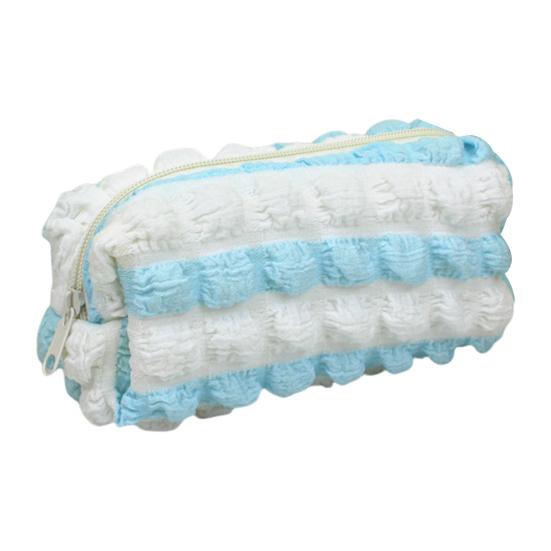 Myk Puff Blyantveske Stor Kapasitet Plissert Pennorganisator Glatt Glidelås Sminkepose for Skole Reise Multifunksjonell Oppbevaringspose