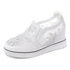 Fashion Comfortable Women Loafers  Lace Slip On Walking Shoes White Sneakers Casual Shoes Ballet Flats Platform Shoes Rhinestone