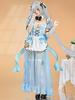 Adult Anime Game Goddess Style Open Chest Princess Maid Dress Cute Adorable Moe Cool Costume Cosplay Fancy Dress Transformation Outfit Set Blue