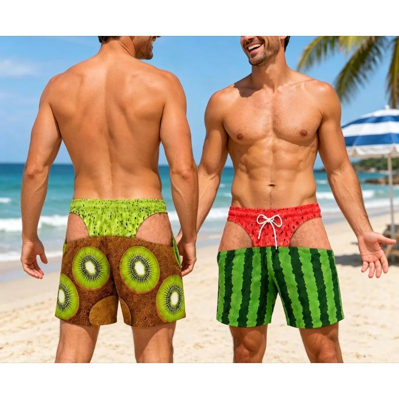 Personalized Funny Swim Trunks, Gift for Men, Funny Summer Vacation Shorts Fruit Pattern Printed Shorts Swimwear Beach Shorts