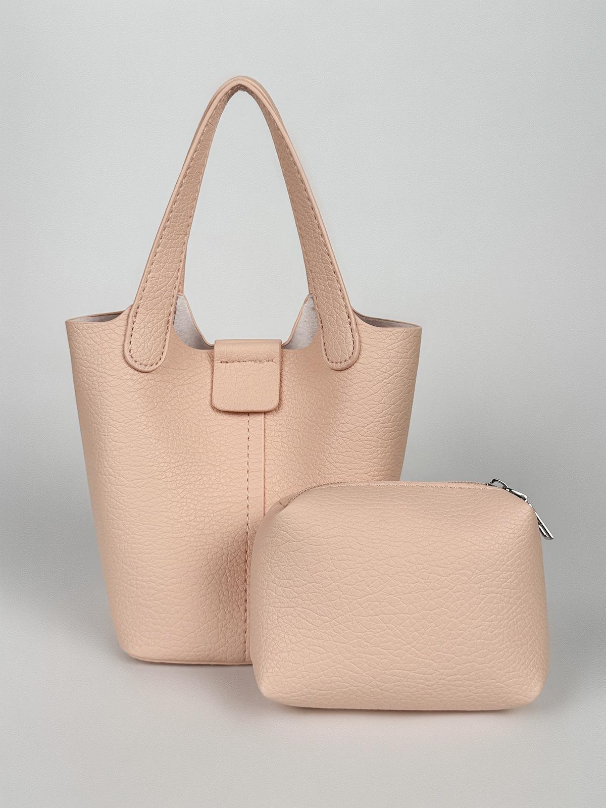 

Сумка Женская из искусственной мягкой кожи, 2025 лето, новая, трендовая, ins, повседневная сумка-ведро, универсальная на плечо, сумка-мессенджер розовый