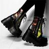 Short boots autumn and winter leather boots high-top muffin single shoes super high heel wedge heel large size shoes