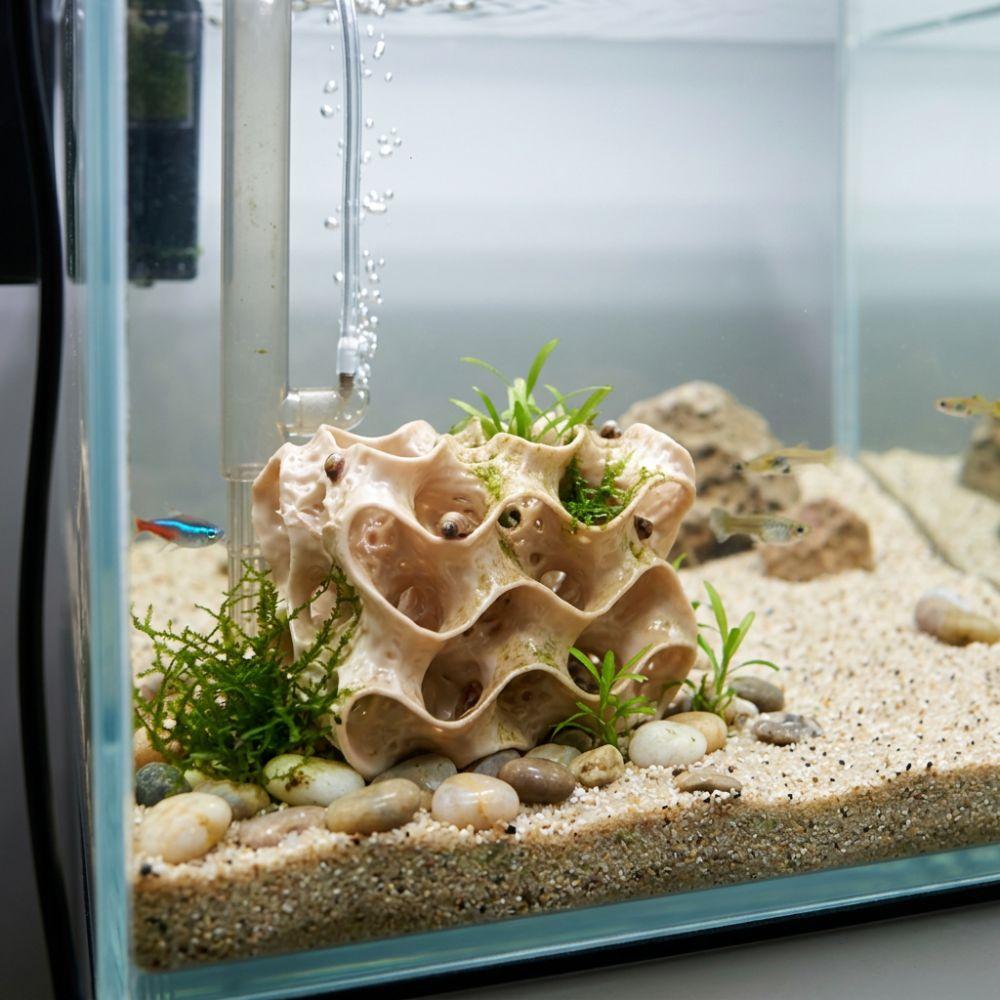 3D Printed Porous Fish Breeding Cave Hollow Out Wave-Shape Fish Tank Shrimp Hideout Multi Channel Plastic Small Fish Safe Refuge