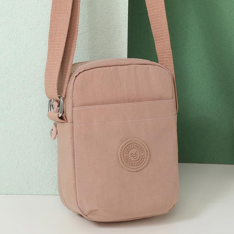Compact Nylon Crossbody Bag with Double Zipper Closure Adjustable Strap Small Casual Purse for Daily Travel