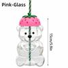 with Lid Bear Glass Cup Transparent Bear Straw Cup Cute Glass Cup with Straw  Parties