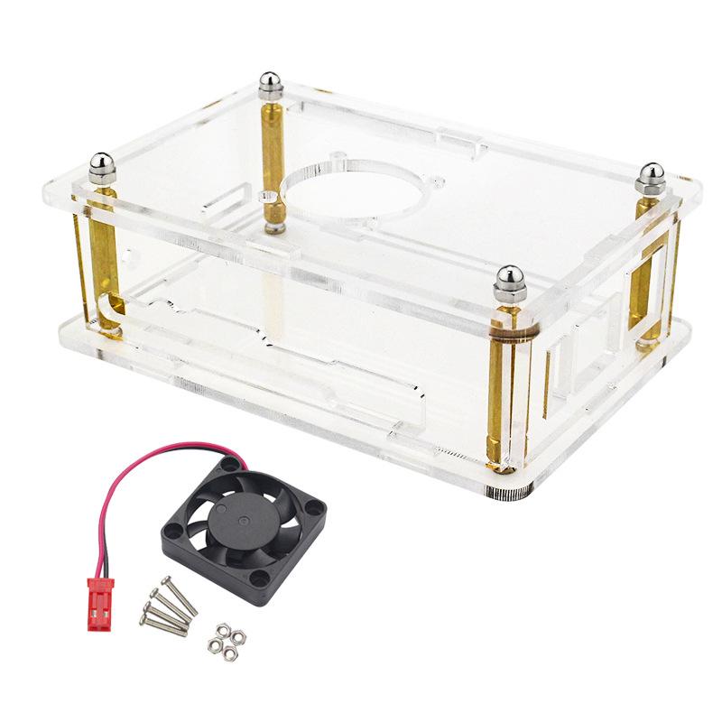 Orange Pi 5B Transparent Acrylic Case with Fan, WIFI, Bluetooth Receiver, and Orange Pi 5 Protection.