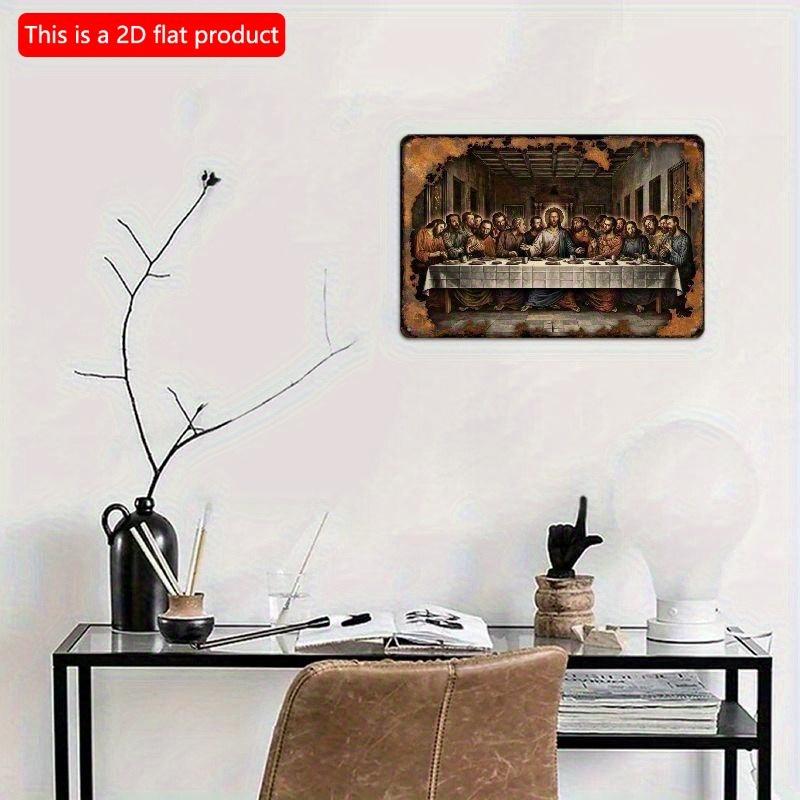 2d Flat 30*20cm, Religious-themed Wooden Wall Art: The Last Supper Scene with Ornate Frame, Ideal for Christian Decor, for Home, Indoor Outdoor Use