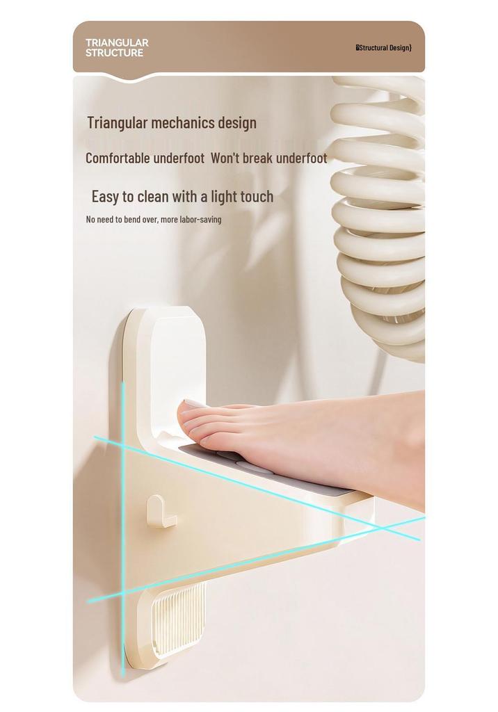 Wall-Mounted Shower Foot Rest for Elderly and Pregnant Women - No-Drill Needed.