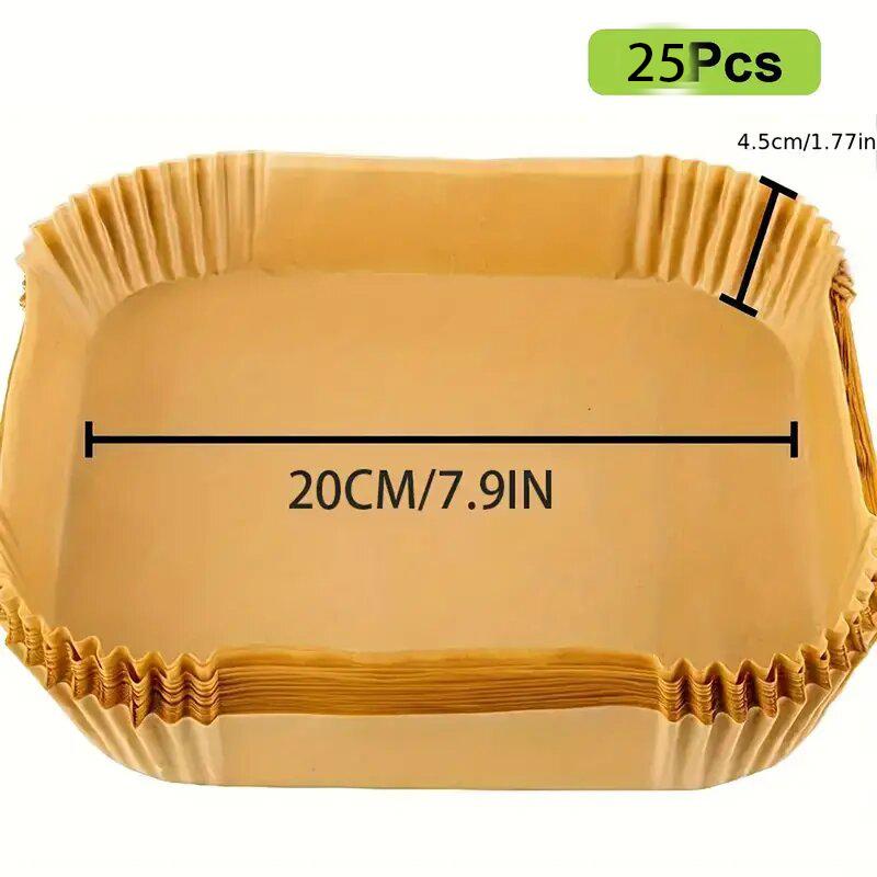 

25/50/100pcs Non stick Fryer Mat - Square Baking and Microwave Cooking Paper Mat - Easy to Clean and Healthier Cooking