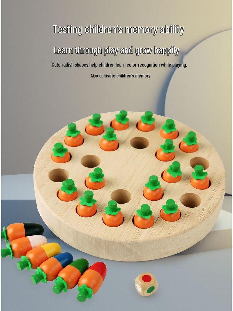 Children's Educational Carrot Mushroom Memory Chess Game: Enhances Focus & Parent-Child Interaction