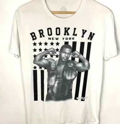 Maglietta Grafica Bianca a Maniche Corte Vintage Mike Tyson Brooklyn New York Taglia L