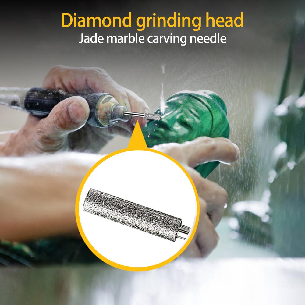 5/10Pcs Diamond Coated Cylindrical Burr 4/4.8/5.5mm Chainsaw Sharpener Stone File Chain Saw Sharpening Carving Grinding Tools