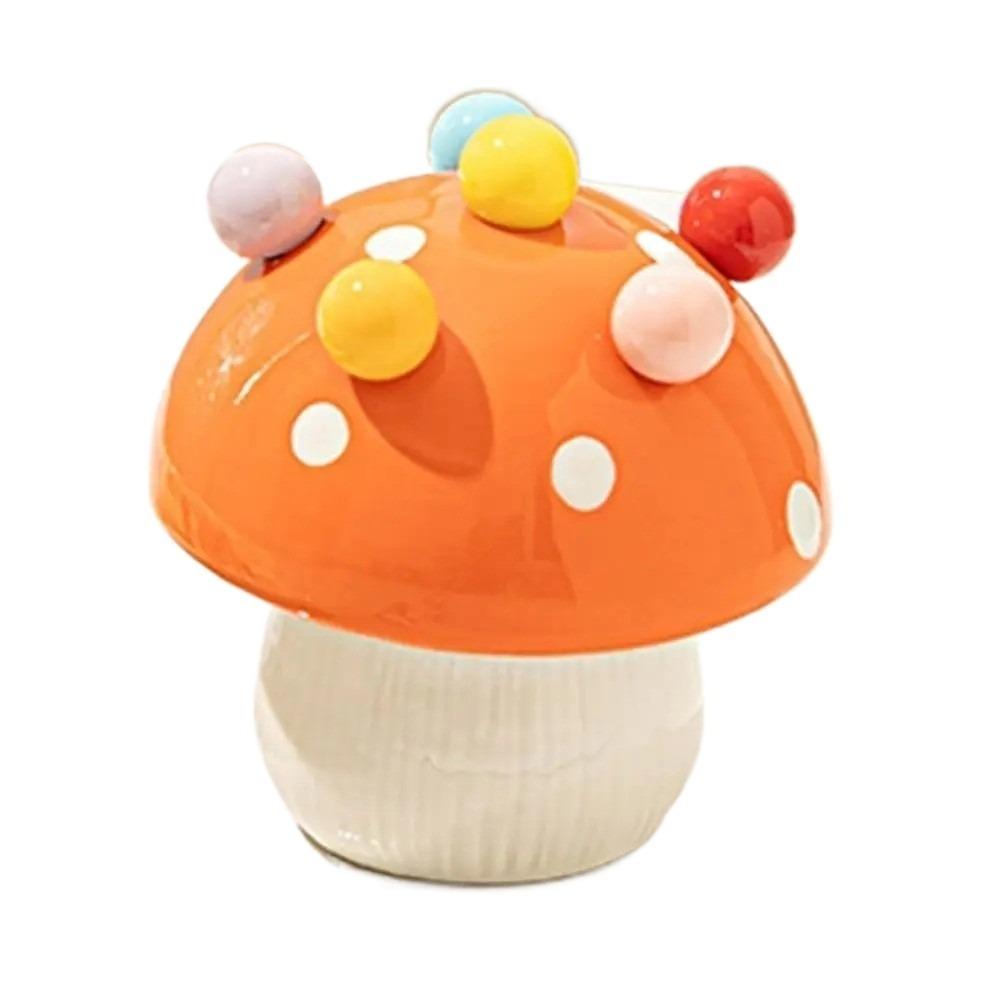 

7 шт./набор Набор фруктовых вилок «Гриб» на керамической подставке Портативные вилки для торта Десертные вилки Кухонные аксессуары оранжевый