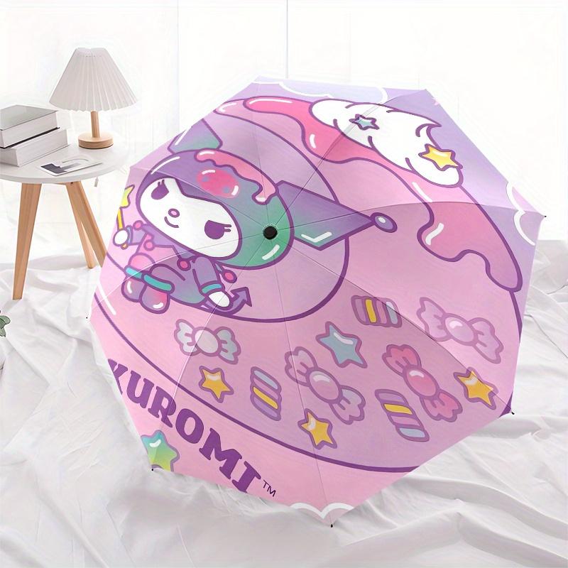 Kuromi,Moon Automatic Folding Umbrella-Simple 8-Rib Design, Bright Cartoon Pattern, Durable Iron Frame, Suitable For Travel, Outdoor, Beach-
