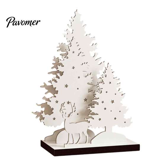 Warm Atmosphere Room Decor LED Wooden Christmas Tree Tabletop Decor, Glowing Hollow Light Up Seasonal Home Interior Accents Ornaments for Holiday