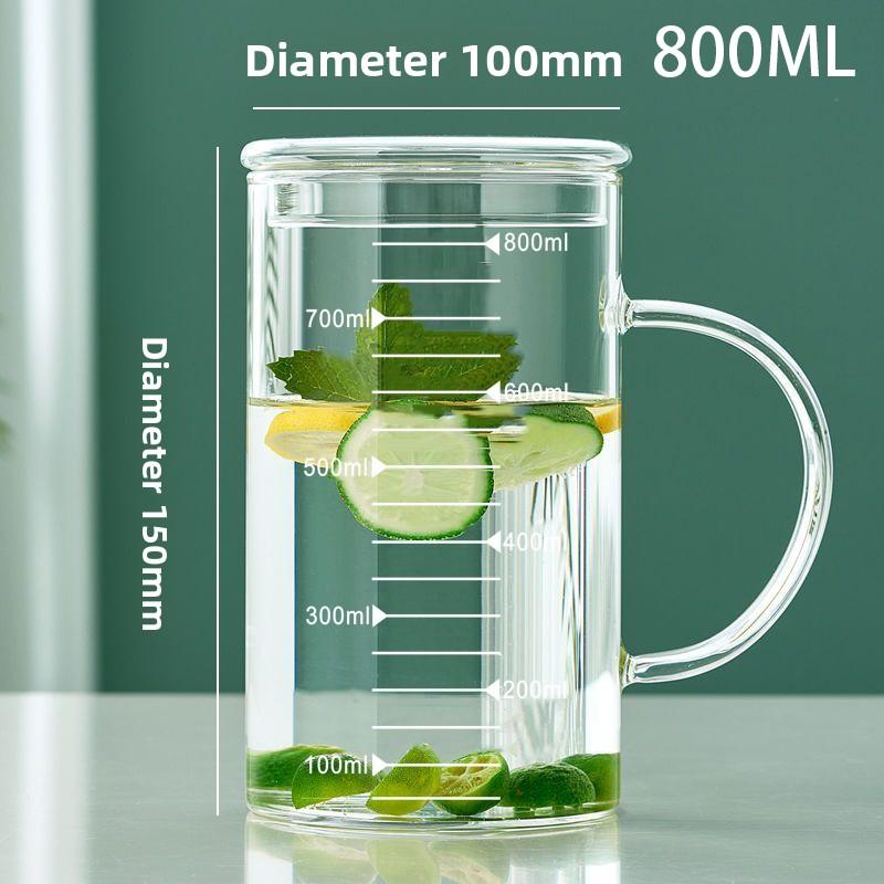 High Borosilie Glass Cup with Sc Large Capaci 000ml Tea Brewing Cup Heat Resistant Lid Included Home Use Water Cup