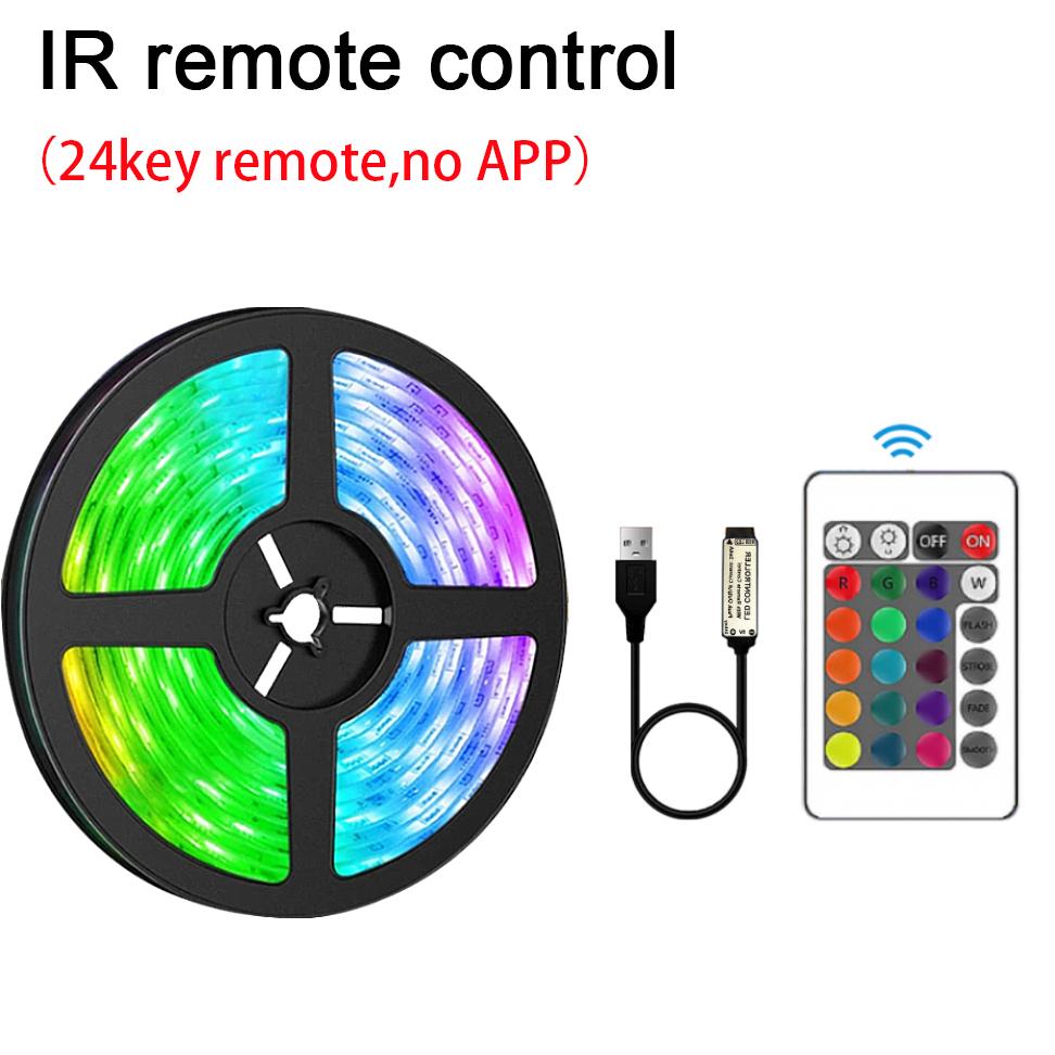 

Світлодіодні стрічки 5В RGB 5050 Світлодіодні вогні Гнучка стрічка Світло для кімнати Пульт ДУ Керування додатком Світлодіодна стрічка для кімнати Домашній декор 1m