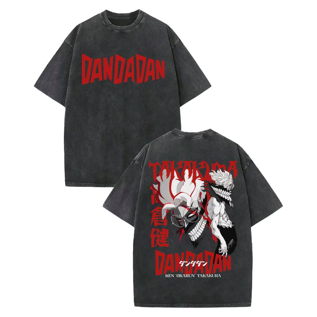 Camiseta Anime Japonés Dandadan Lavado Vintage Hombre Mujer Harajuku Dibujos Animados Manga Corta Camisetas Moda Camisetas Oversize