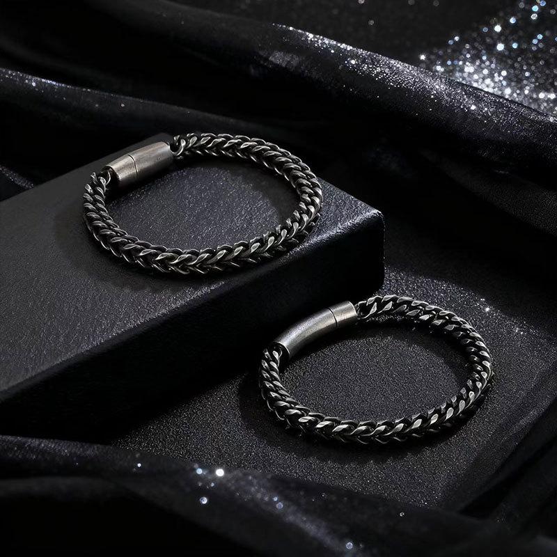Ohrringe Edelstahl Retro Rund Schleifen Positiv Und Negativ Halskette Herren Retro Kielkette Druckknopf Armband